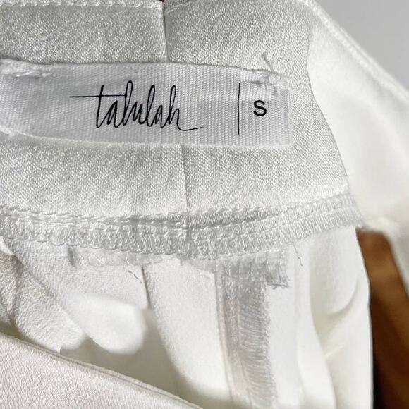 Talulah S White Pleated Wide Leg Pants Trousers Pockets High Waist Lightweight - Picture 9 of 11